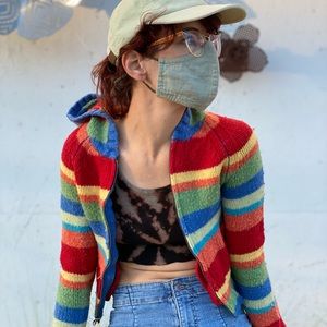 vintage early 2000s Abercrombie rainbow 🌈 wool hoodie